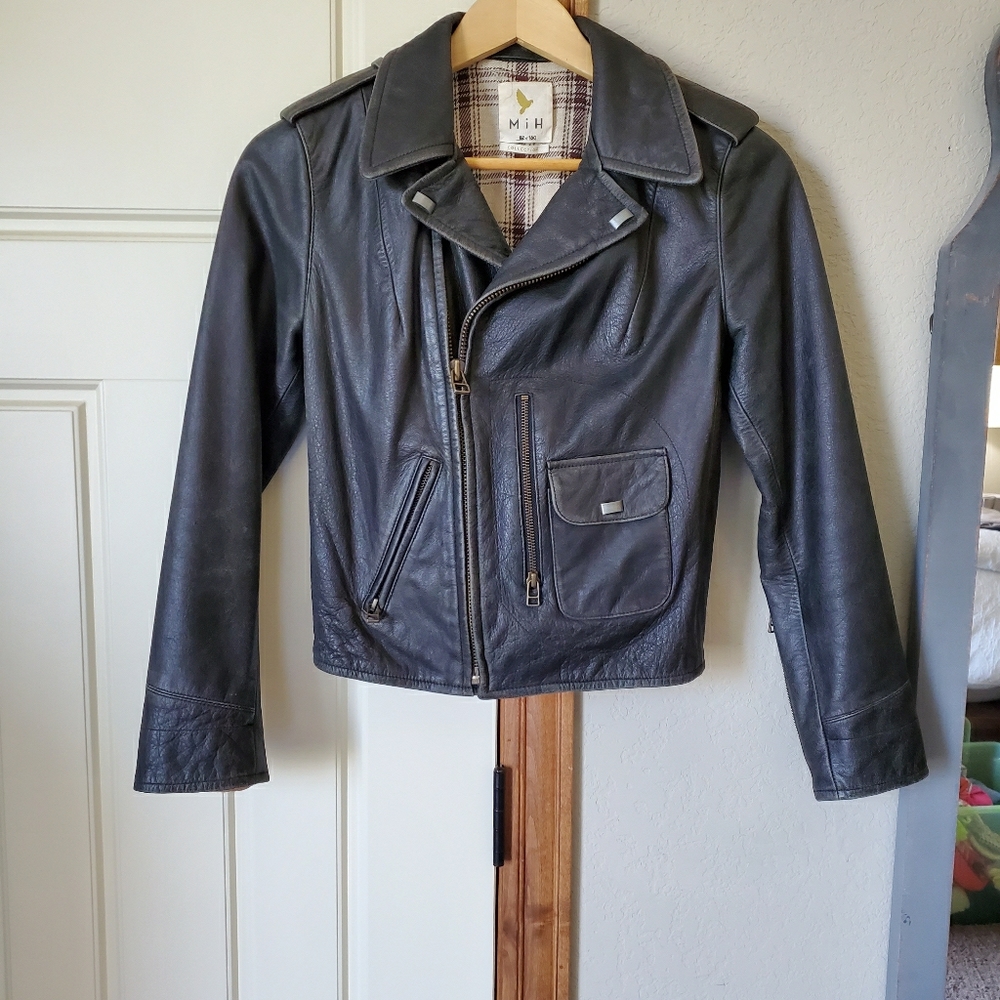 MiH women's Small black leather moto jacket